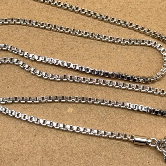 Vince Camuto Necklace Silver Tone Chunky Box Chain Long High Polished 30"- 31.5" - Picture 1 of 7